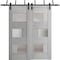 Vdomdoors Slab Barn Door Panel 24 x 96in, Light Grey Oak W/ Frosted Glass, Pocket Closet Sliding SETE6933S-OAK-2496 - alternate 4